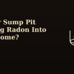 Illustration of a sump pit and pump with radon gas lines, representing sump pump and radon mitigation